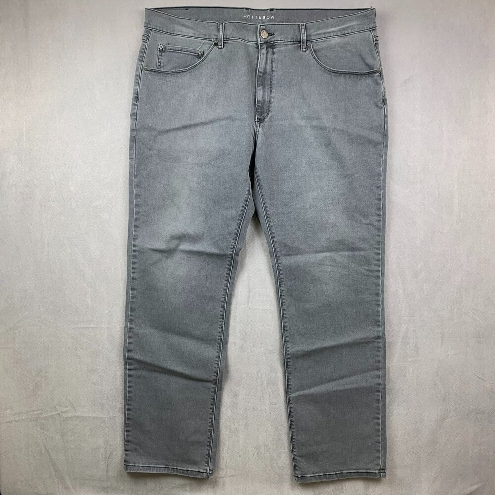 Mott & Bow Mens Pants 40 Gray Slim Stone Jeans Soft Denim Cotton Stretch 40x32